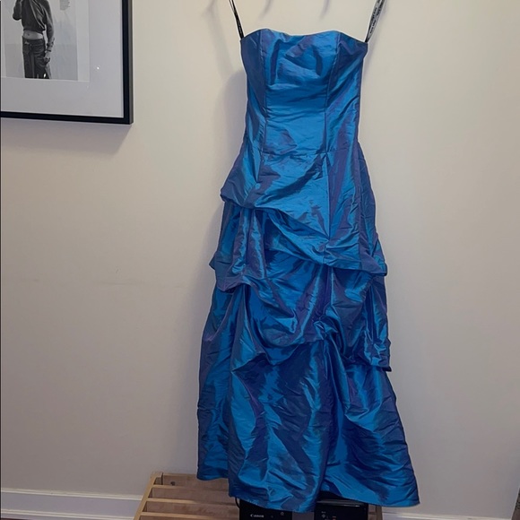 Alfred Angelo Metallic Blue Prom Dress - Picture 5 of 6